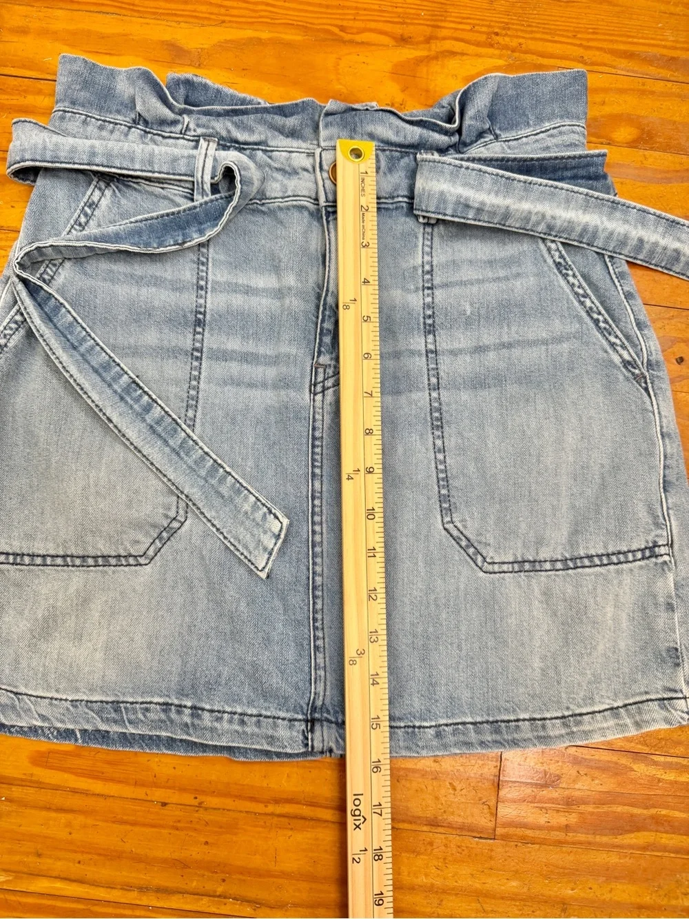 Free People Splendor In The Grass Denim Mini Skirt Paper Bag Size 8 Cotton